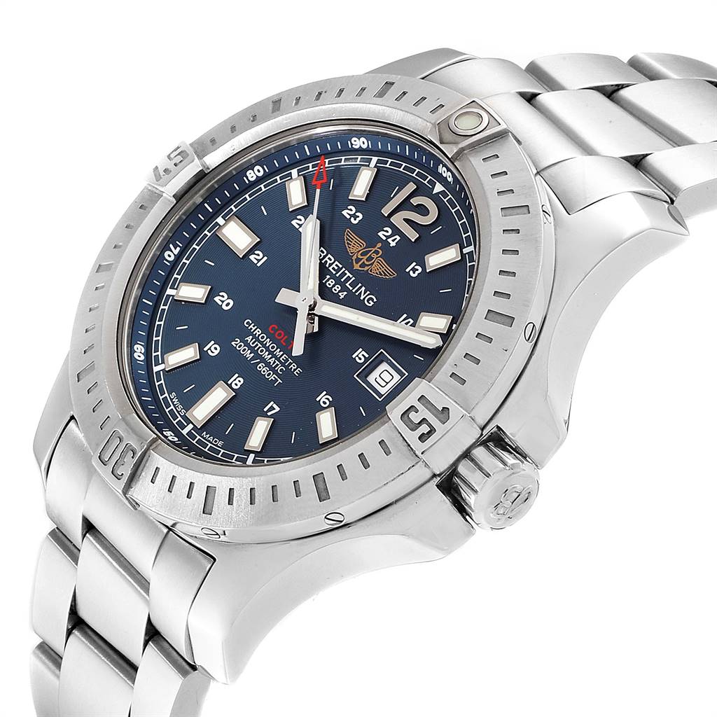 Breitling Colt Blue Dial Automatic Steel Mens Watch A17388 Box Papers ...