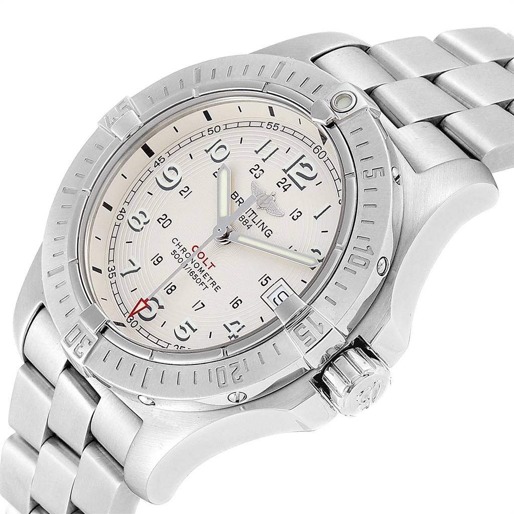 Breitling Colt Quartz Silver Dial Stainless Steel Mens Watch A74380 ...
