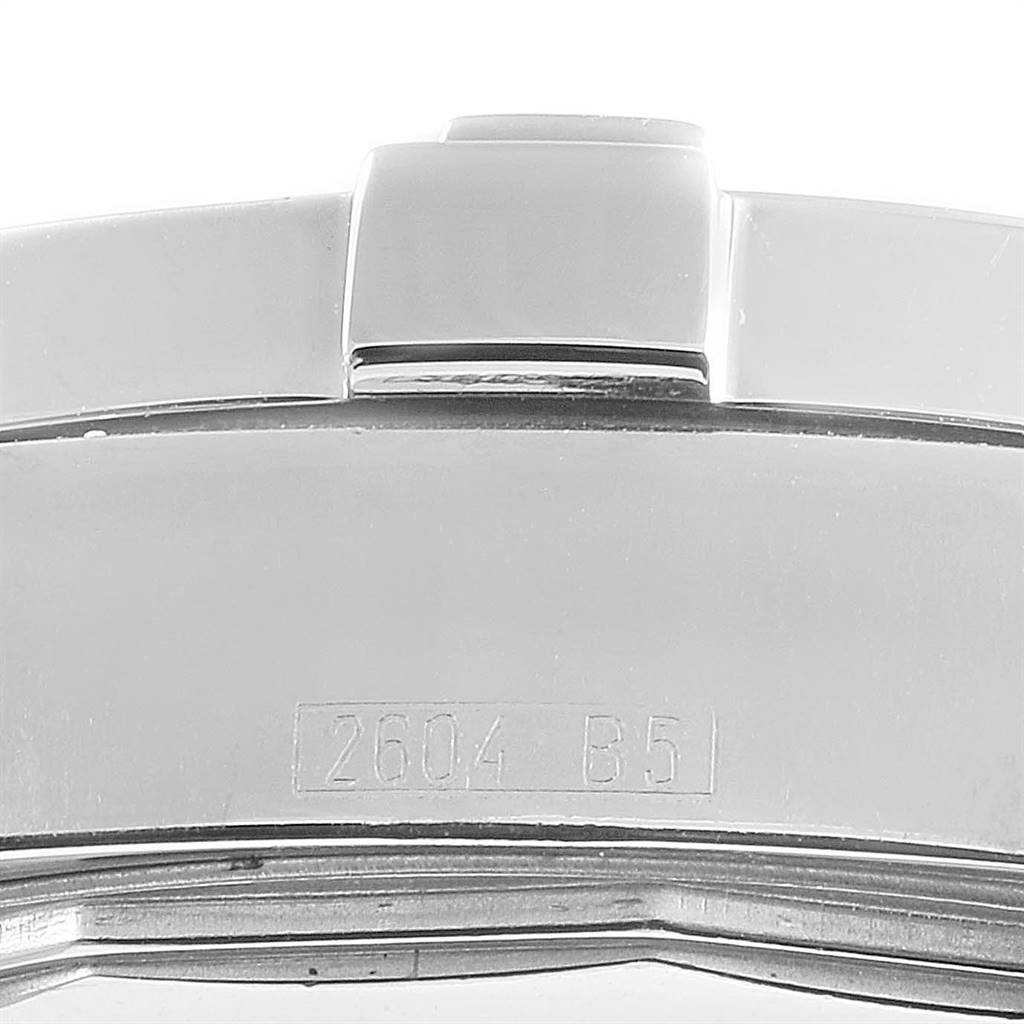 The image shows a close-up side view of the case and crown of a Breitling Colt A32350 Men's Stainless Steel Black Dial A32350 Men's Stainless Steel Black Dial watch, displaying the engraved model number "2604 B5."