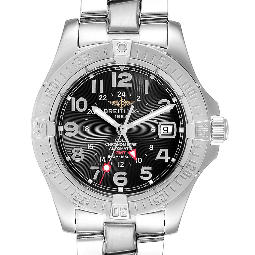 Breitling Colt GMT Black Dial Automatic Steel Mens Watch A32350 Box ...
