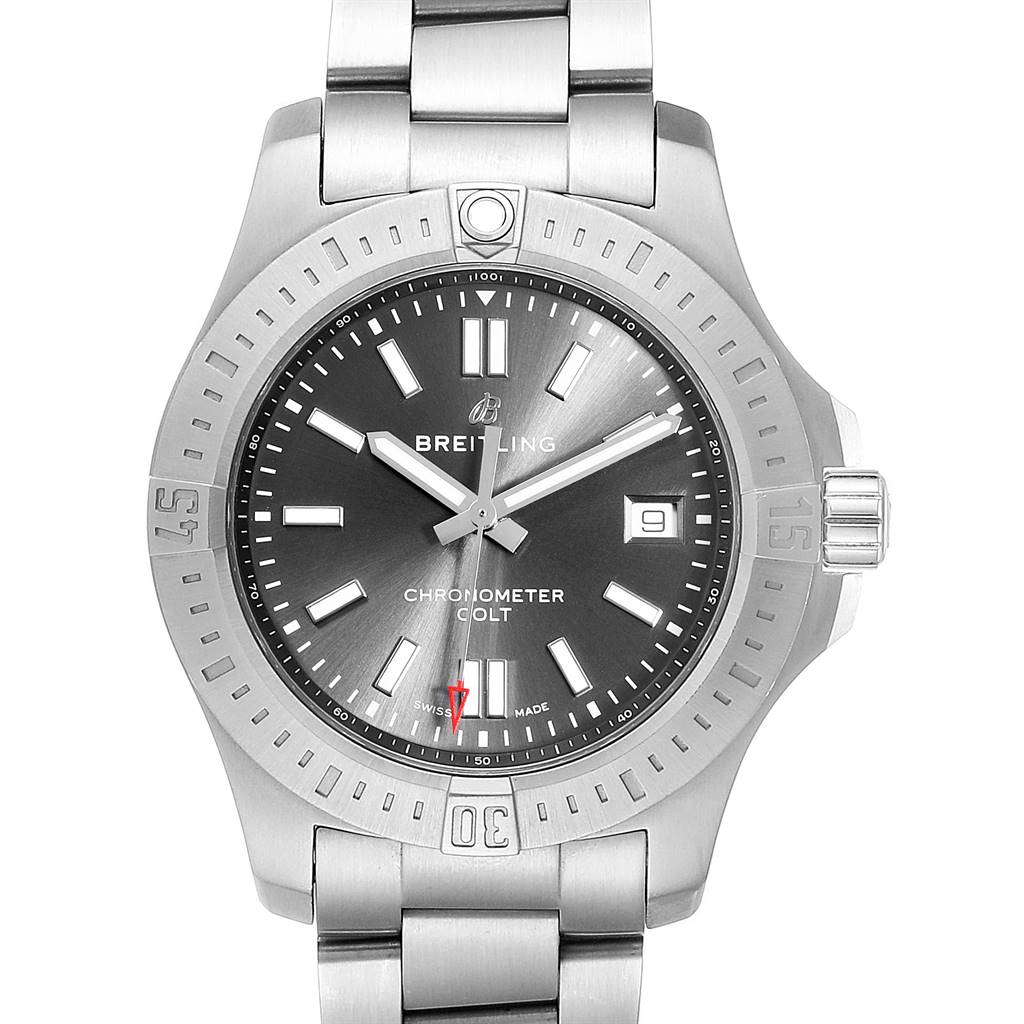 Breitling Colt Grey Dial Automatic Steel Mens Watch A17313 Box Card ...