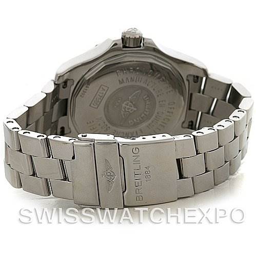 The image shows the back case, bracelet, and clasp of the Breitling Colt A17380 Men's Stainless Steel Silver Dial A17380 Men's Stainless Steel Silver Dial watch.