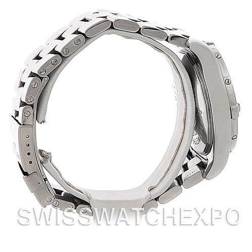 This image shows a side view of the Breitling Colt A17380 Stainless Steel Silver Dial A17380 Stainless Steel Silver Dial watch, highlighting its bracelet and case.