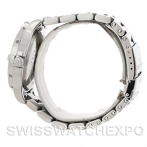 This image shows the side view of a Breitling Colt A32350 Men
s Stainless Steel Grey Dial A32350 Men
s Stainless Steel Grey Dial watch, highlighting its stainless steel bracelet and case.