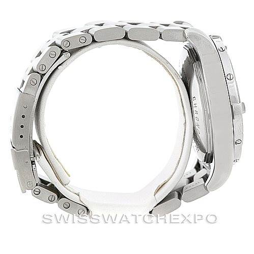 This image shows a side view of the Breitling Colt A74380 Men's Stainless Steel Blue Dial A74380 Men's Stainless Steel Blue Dial watch focusing on its bracelet and thickness.