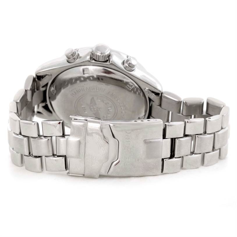 The image shows the back of the Breitling Colt A13035 Men's Stainless Steel Blue Dial A13035 Men's Stainless Steel Blue Dial watch, highlighting the clasp and stainless steel bracelet.