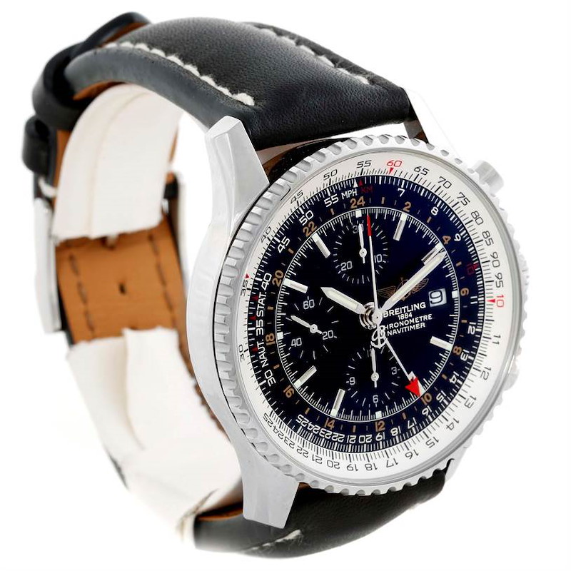 Breitling Navitimer World Chronograph Black Dial Watch A24322 Unworn SwissWatchExpo