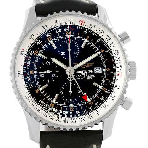 Photo of Breitling Navitimer World Chronograph Black Dial Watch A24322 Unworn