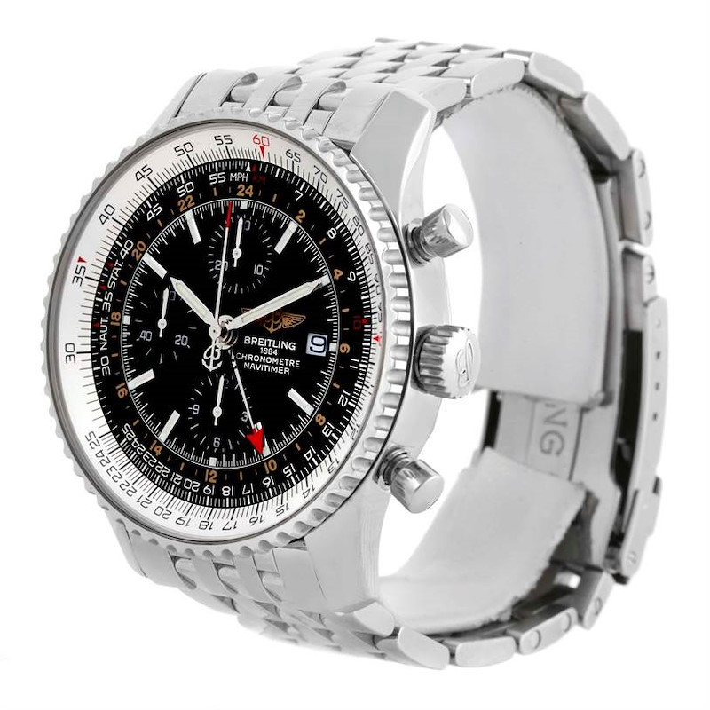 Breitling Navitimer World GMT Chronograph Black Dial Watch A24322 SwissWatchExpo