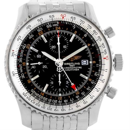 Photo of Breitling Navitimer World GMT Chronograph Black Dial Watch A24322