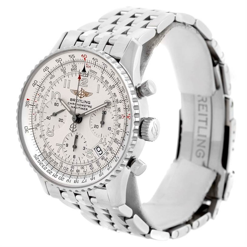 Breitling Navitimer Chronograph Silver Dial Steel Watch A23322 SwissWatchExpo