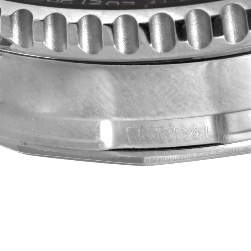 This image shows a close-up of the bezel and casing edge of a Breitling Navitimer A19370 Men's Stainless Steel Blue Dial A19370 Men's Stainless Steel Blue Dial watch.