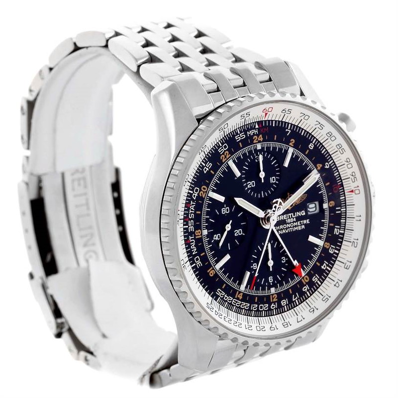 Breitling Navitimer World GMT Chronograph Black Dial Watch A24322 SwissWatchExpo