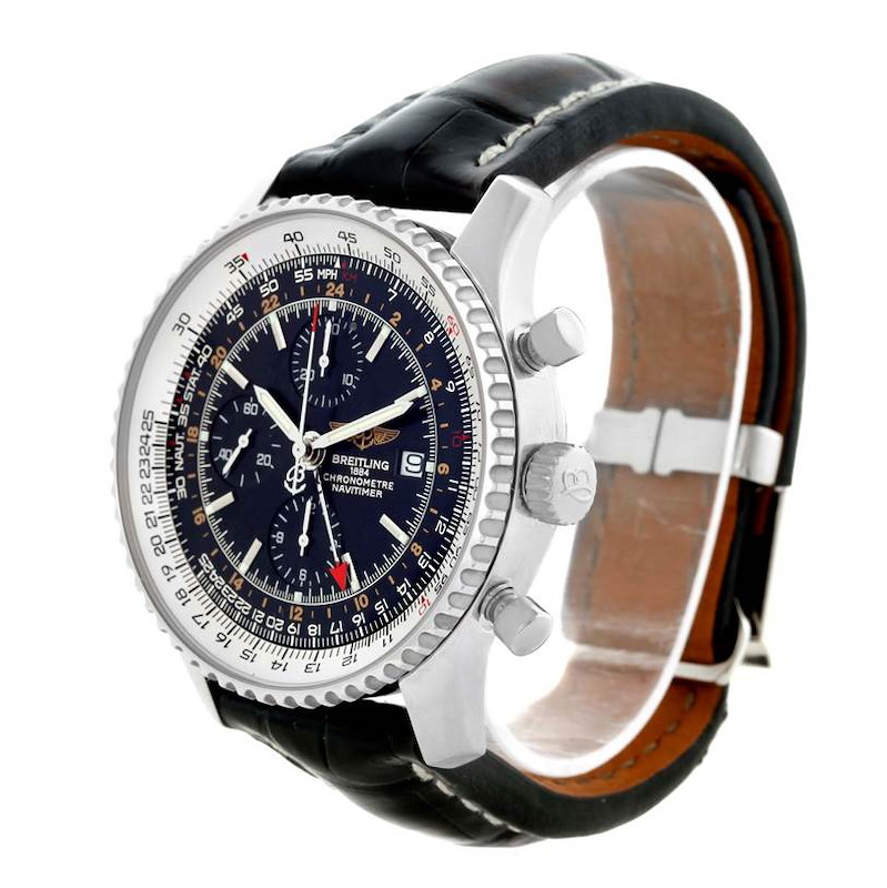 Breitling Navitimer World Chrono GMT Steel Watch A24322 Box Papers SwissWatchExpo
