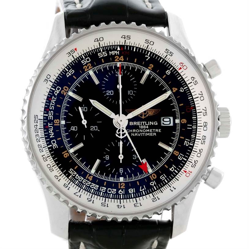 Breitling Navitimer World Chrono GMT Steel Watch A24322 Box Papers ...