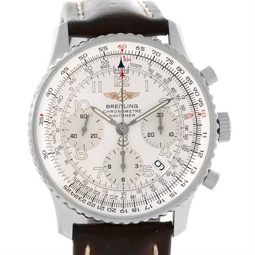 Photo of Breitling Navitimer Chronograph Silver Dial Watch A23322 Box Papers