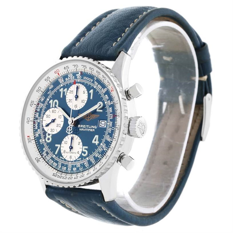 Breitling Navitimer II Automatic Steel Blue Strap Mens Watch A13322 SwissWatchExpo