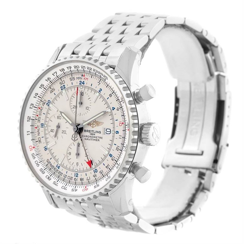 Breitling Navitimer World Silver Dial Steel Watch A24322 Unworn SwissWatchExpo