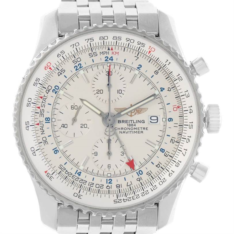 Breitling Navitimer World Silver Dial Steel Automatic Watch A24322 ...