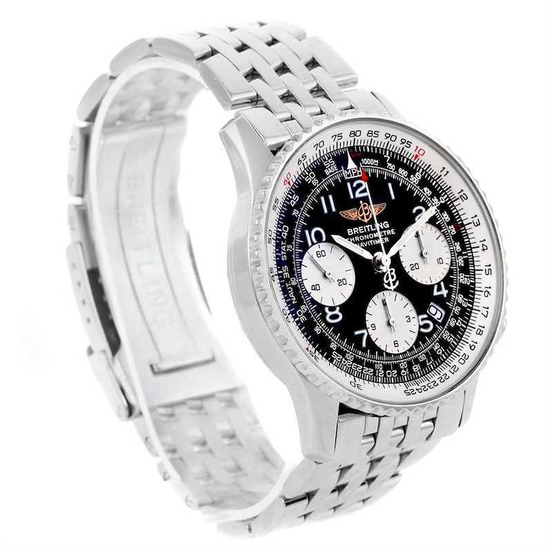 Breitling Navitimer Chronograph Black Dial Steel Mens Watch A23322 SwissWatchExpo