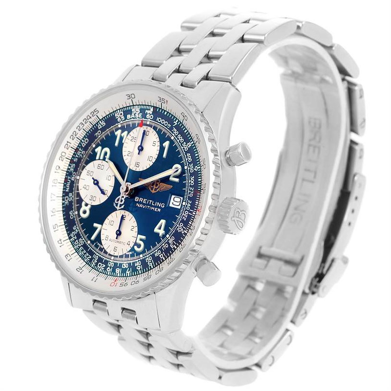 Breitling Navitimer II Steel Blue Dial Mens Watch A13322 Box Papers SwissWatchExpo