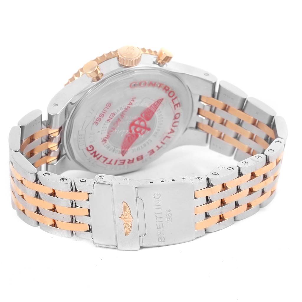 This image shows the back case and bracelet clasp of the Breitling Navitimer C23340 Men's Steel and Gold (two tone) Silver Dial C23340 Men's Steel and Gold (two tone) Silver Dial watch.