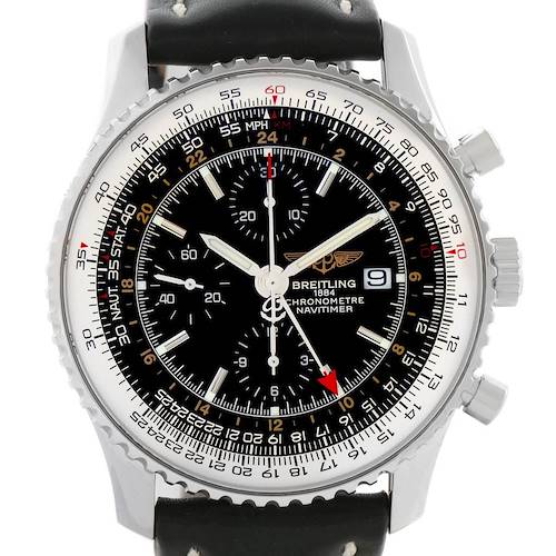 Photo of Breitling Navitimer World GMT Steel Black Dial Watch A24322 Year 2013