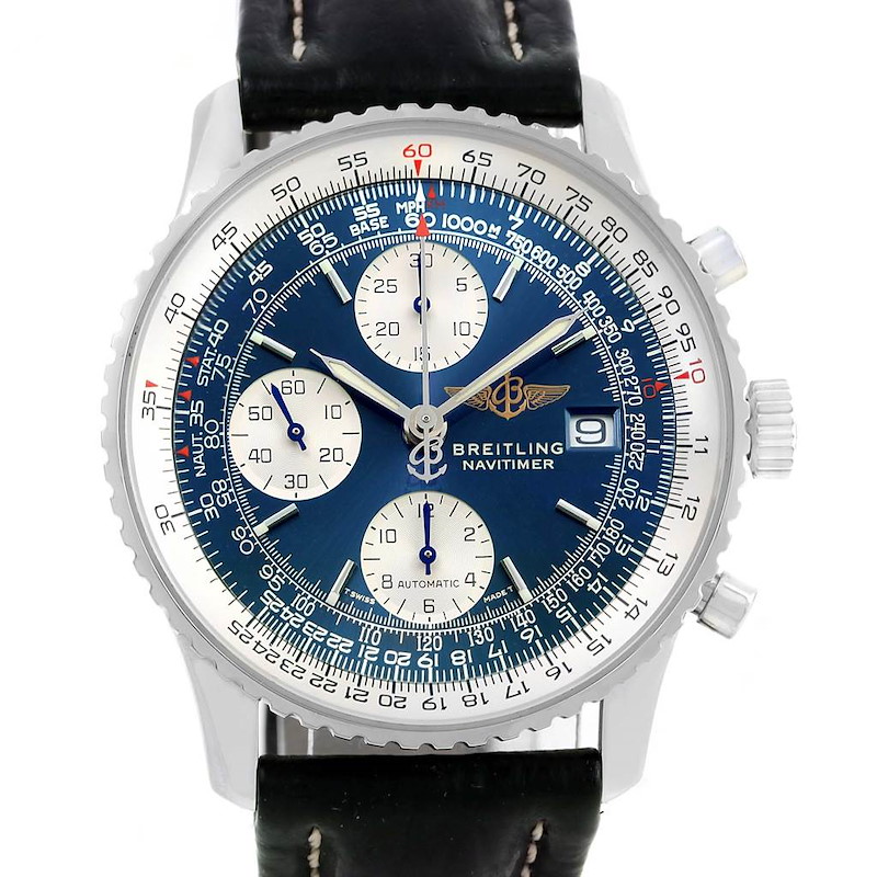 Breitling Navitimer II Automatic Steel Blue Dial Mens Watch A13322 SwissWatchExpo