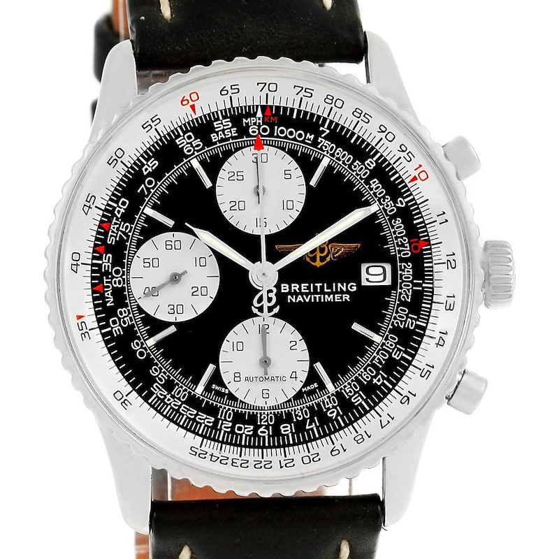 Breitling Navitimer II Automatic Steel Black Dial Mens Watch A13322 SwissWatchExpo
