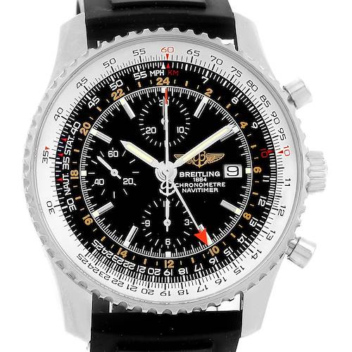Photo of Breitling Navitimer World GMT Steel Rubber Strap Mens Watch A24322
