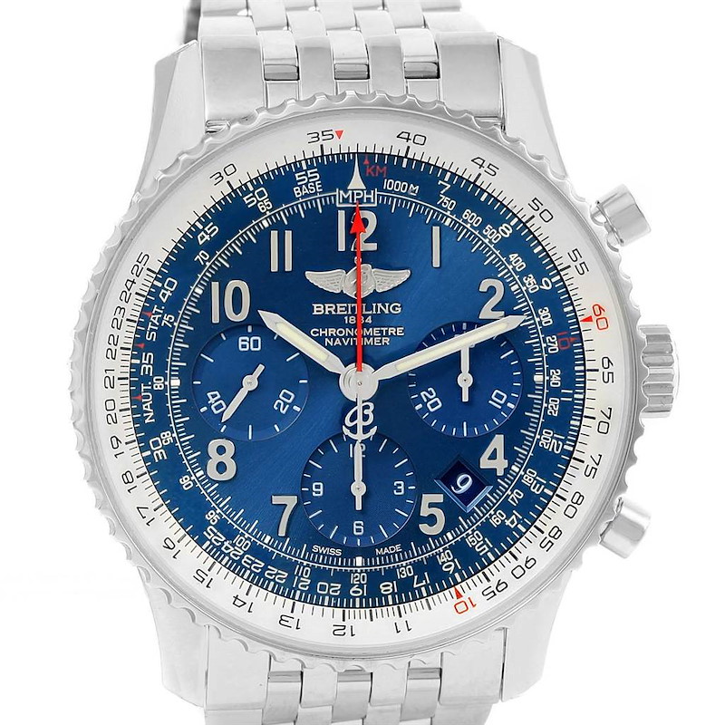 Breitling Navitimer 01 Blue Dial Automatic Limited Edition Watch AB0121 SwissWatchExpo