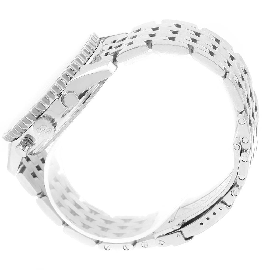 The image shows a side view of the case and the bracelet of a Breitling Navitimer A21330 Men's Stainless Steel Silver Dial A21330 Men's Stainless Steel Silver Dial watch.
