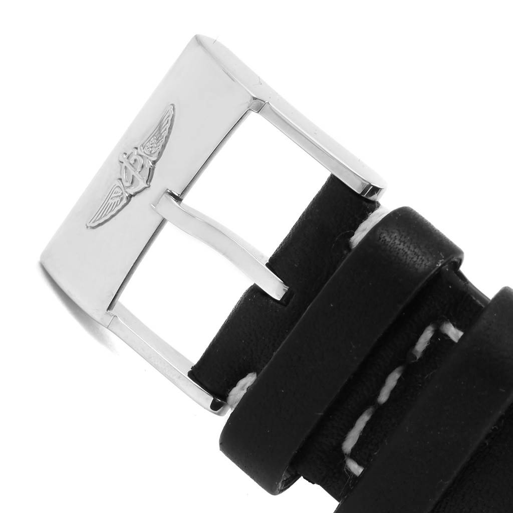 This image shows the clasp end of a leather strap for a Breitling Navitimer A23322 Men's Stainless Steel Black Dial A23322 Men's Stainless Steel Black Dial watch.