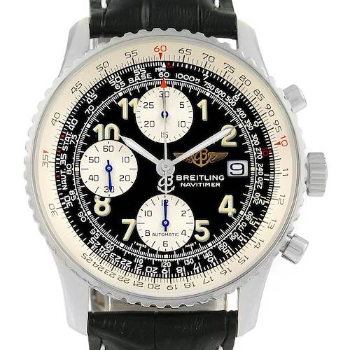 Photo of Breitling Navitimer II Black Dial Leather Strap Steel Mens Watch A13022