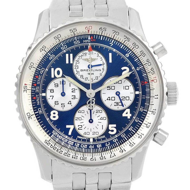 Breitling Navitimer Airborne Blue Dial Mens Watch A33030 Box Papers SwissWatchExpo