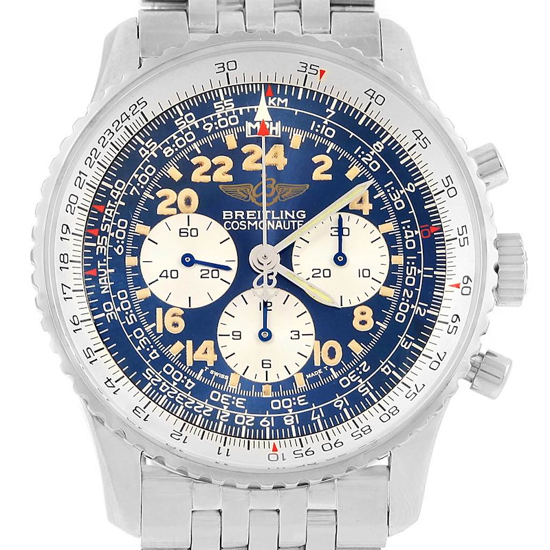 Breitling Navitimer Cosmonaute Blue Dial Chronograph Watch A12022 SwissWatchExpo