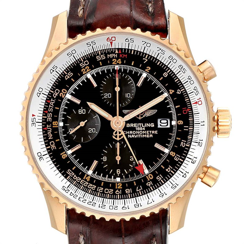 Breitling Navitimer World Rose Gold Black Dial Limited Edition Watch H24322 SwissWatchExpo