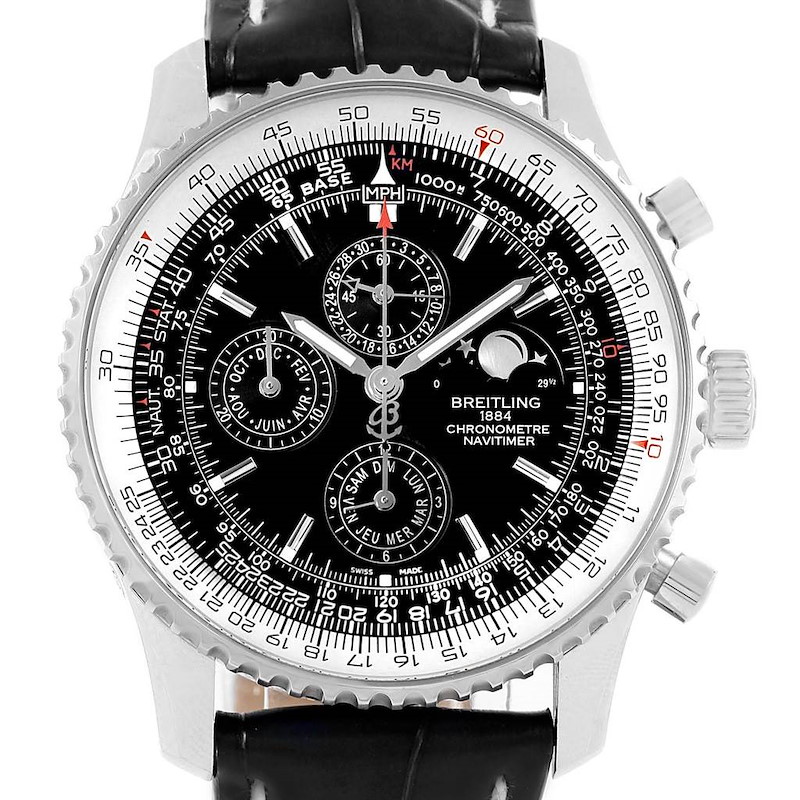 Breitling Navitimer 1461 Chrono Moonphase Limited Edition Watch A19370 Box Papers SwissWatchExpo