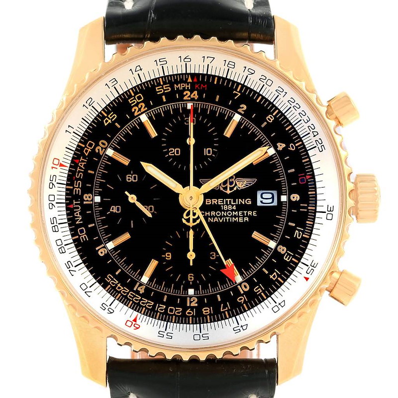 Breitling Navitimer World Yellow Gold Limited Edition Mens Watch K24322 SwissWatchExpo