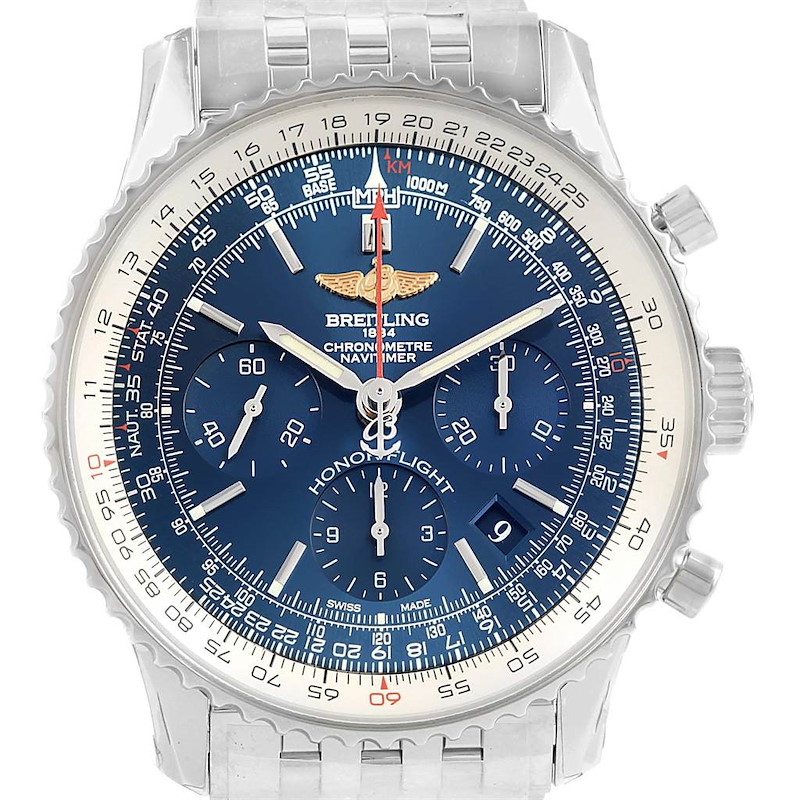 Breitling Navitimer 01 Blue Dial Automatic Steel Watch AB0120 Unworn SwissWatchExpo