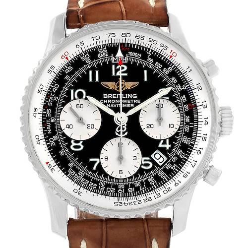 Photo of Breitling Navitimer Chronograph Black Dial Brown Strap Watch A23322
