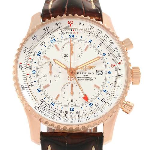 Photo of Breitling Navitimer World 18K Rose Gold Silver Dial LE Watch H24322