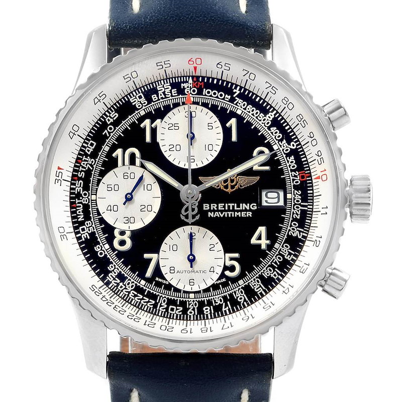 Breitling Navitimer II Black Dial Chronograph Watch A13322 Box Papers SwissWatchExpo