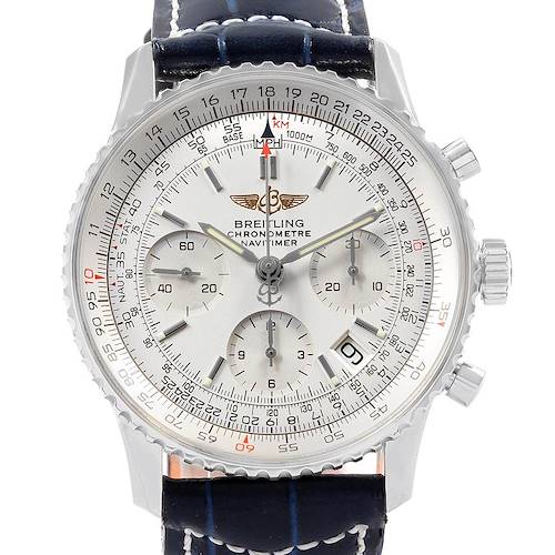 Photo of Breitling Navitimer Chrono Silver Dial Leather Strap Mens Watch A23322