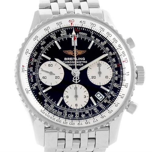 Photo of Breitling Navitimer Chronograph Black Dial Steel Watch A23322 Box Papers