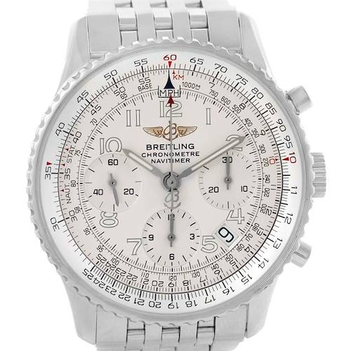 Photo of Breitling Navitimer Silver Arabic Dial Mens Watch A23322 Box Papers