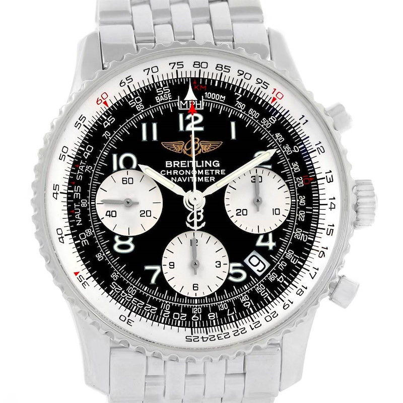 Breitling Navitimer Black Arabic Dial Steel Mens Watch A23322 Box Papers SwissWatchExpo