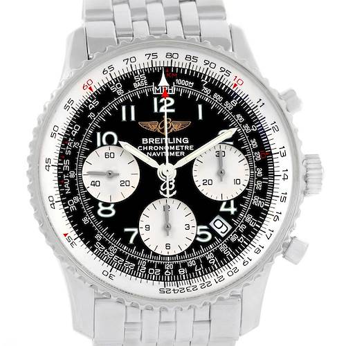 Photo of Breitling Navitimer Black Arabic Dial Steel Mens Watch A23322 Box Papers