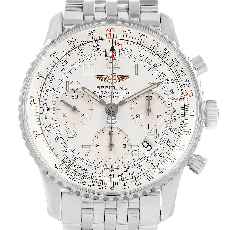 Breitling Navitimer Chronograph Silver Dial Steel Mens Watch A23322 SwissWatchExpo
