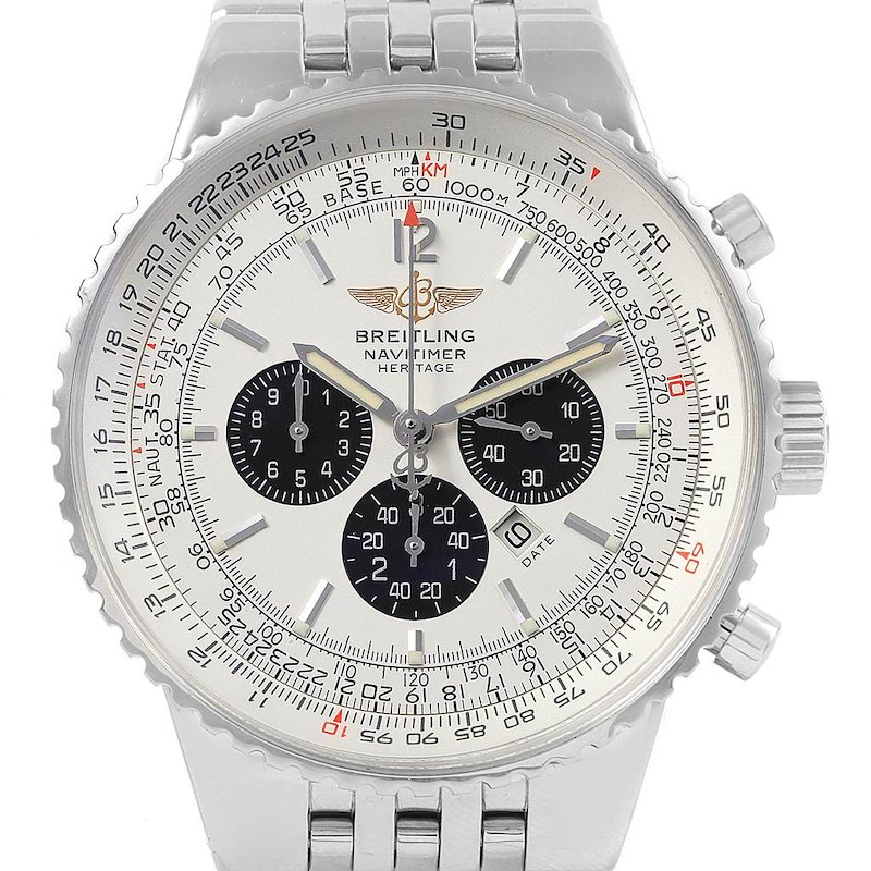 Breitling Navitimer Heritage Silver Dial Mens Watch A35350 Box Papers SwissWatchExpo